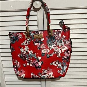 Kate Spade Red and Pink Floral Tote
